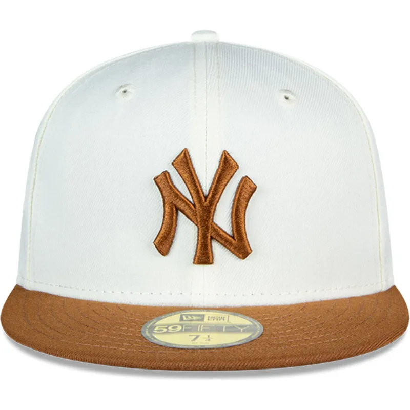 new-era-mlb-new-york-yankees-59fifty-chrome-toast-side-patch-weisse-und-braune-flat-cap