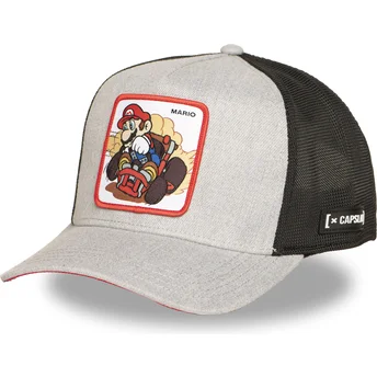Grau-schwarze Trucker-Kappe Mario Kart SMK3 VRO Super Mario Bros. von Capslab