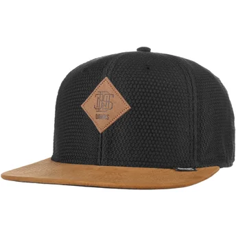 Czarna i brązowa czapka snapback z płaskim daszkiem Honey Knit od Djinns