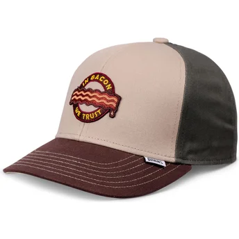 Böjd flerfärgad snapback-keps för barn Food Bacon Basic från Djinns