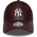 new-era-mlb-new-york-yankees-9forty-topstitch-pu-verstellbare-bordeauxrote-kappe