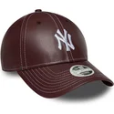new-era-mlb-new-york-yankees-9forty-topstitch-pu-verstellbare-bordeauxrote-kappe