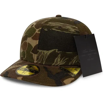 Gebogene Camouflage-Kappe verstellbar 59FIFTY Pre-Curved Brushed Cotton Three Looms Woodland von New Era
