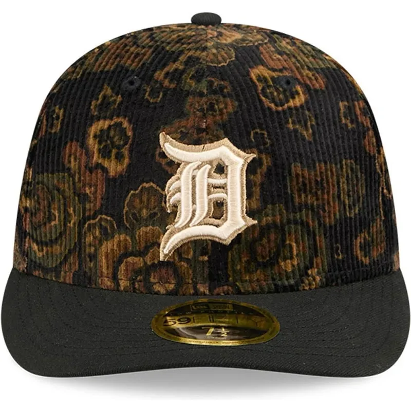 czarna-dopasowana-czapka-z-zakrzywionym-daszkiem-59fifty-low-profile-floral-cord-three-looms-printed-corduroy-detroit-tigers-mlb