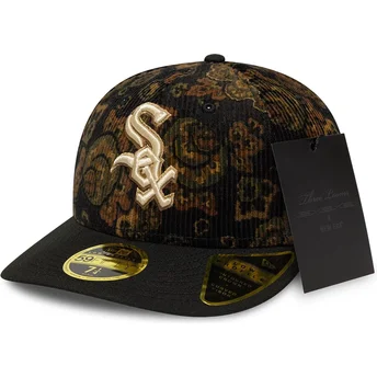 New Era Curved Brim 59FIFTY Low Profile Floral Cord Three Looms Printed Corduroy Chicago White Sox MLB Black Fitted Cap