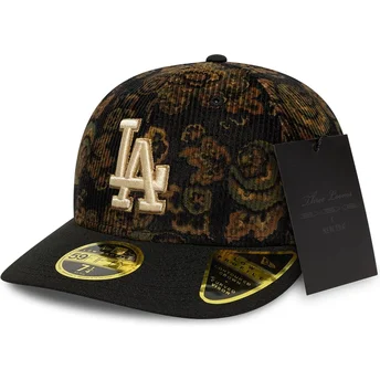 Svart böjd justerbar keps 59FIFTY Low Profile Floral Cord Three Looms Printed Corduroy Los Angeles Dodgers MLB från New Era