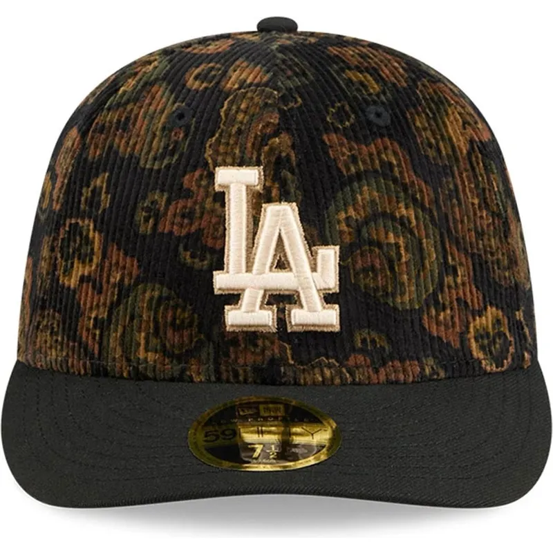 svart-bojd-keps-justerbar-59fifty-low-profile-floral-cord-three-looms-printed-corduroy-los-angeles-dodgers-mlb-fran-new-era