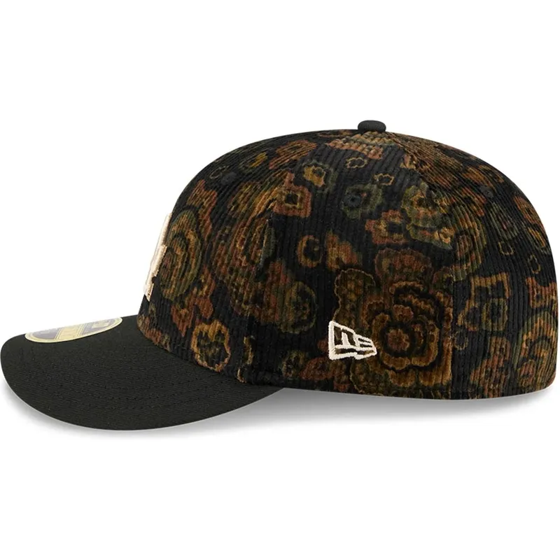 svart-bojd-keps-justerbar-59fifty-low-profile-floral-cord-three-looms-printed-corduroy-los-angeles-dodgers-mlb-fran-new-era