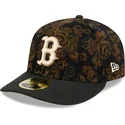 schwarze-gebogene-angepasste-kappe-59fifty-low-profile-floral-cord-three-looms-printed-corduroy-der-boston-red-sox-mlb-von-new-e