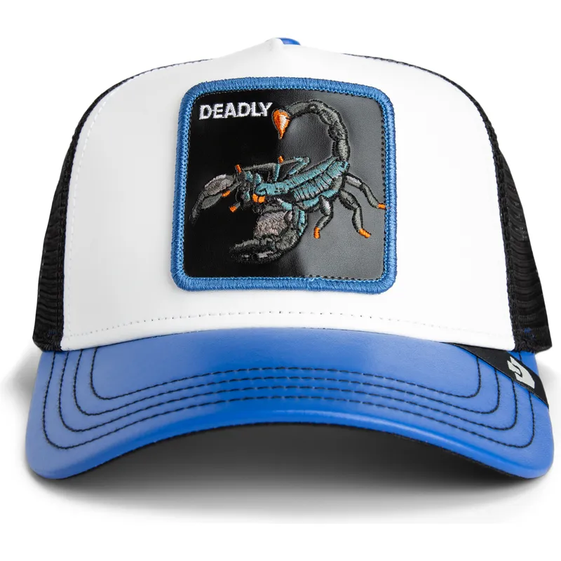 trucker-cap-weiss-und-blau-skorpion-deadly-courtside-the-farm-von-goorin-bros