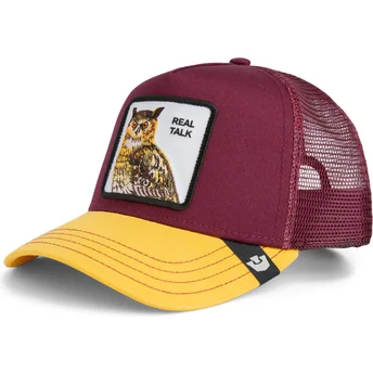 Rote und gelbe Trucker-Kappe Eule The Real Talk Sport The Farm von Goorin Bros.