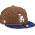 braune-und-blaue-verstellbare-flatcap-9fifty-retro-crown-wool-pinstripe-der-los-angeles-dodgers-mlb-von-new-era