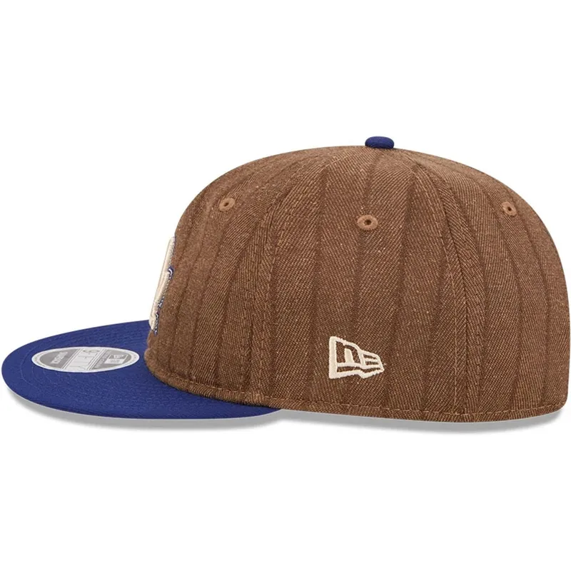 brun-och-bla-justerbar-platt-keps-9fifty-retro-crown-wool-pinstripe-fran-los-angeles-dodgers-mlb-av-new-era