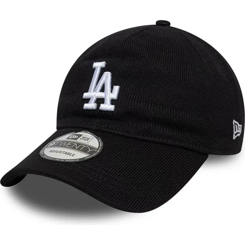 verstellbare-schwarze-curved-cap-9twenty-merinowolle-los-angeles-dodgers-mlb-von-new-era