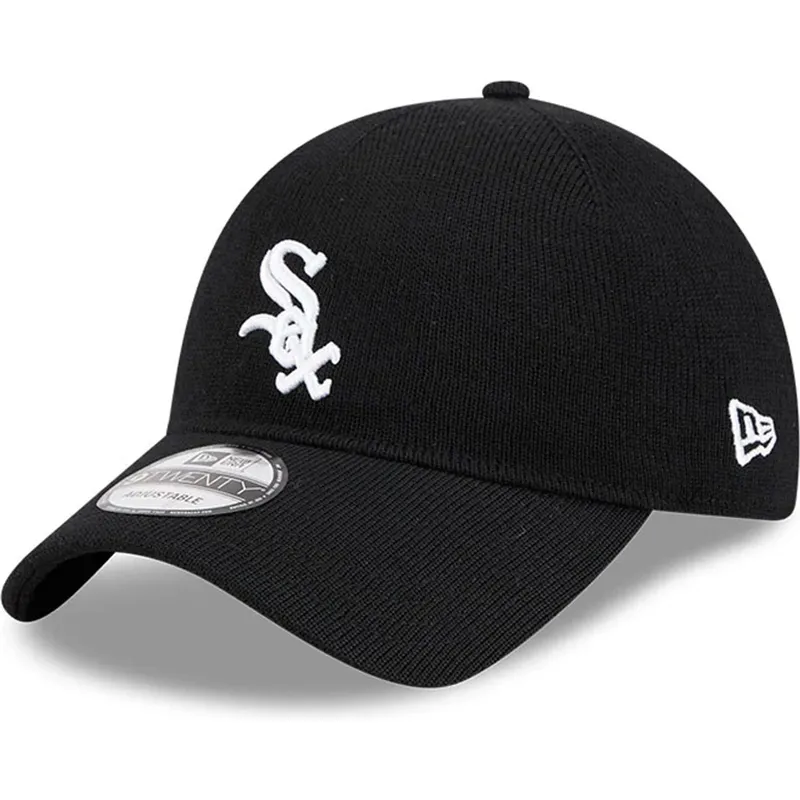 schwarze-gebogene-verstellbare-kappe-9twenty-merino-wool-von-chicago-white-sox-mlb-von-new-era