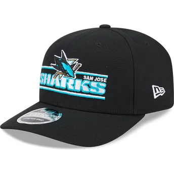 San Jose Sharks NHL svart böjd skärm snapback-keps 9SEVENTY Stretch Snap Stated från New Era