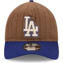 brun-och-bla-justerbar-kurvad-keps-9twenty-a-frame-wool-pinstripe-fran-los-angeles-dodgers-mlb-av-new-era