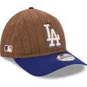 casquette-courbee-marron-et-bleue-ajustable-9twenty-a-frame-wool-pinstripe-los-angeles-dodgers-mlb-new-era