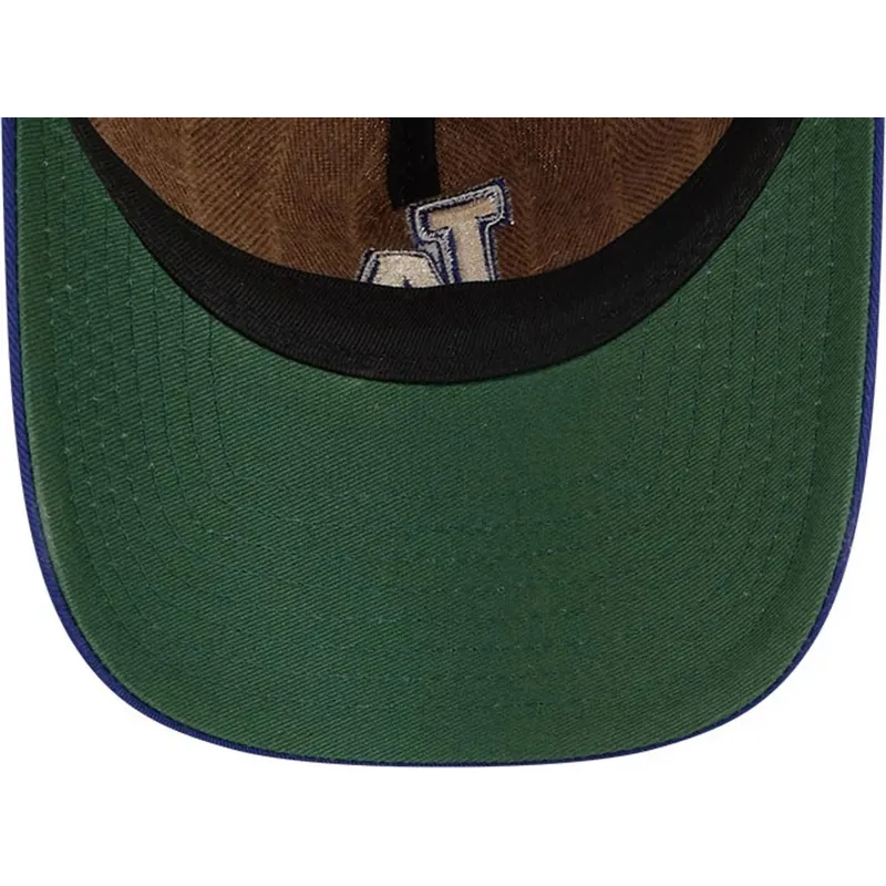 brun-och-bla-justerbar-kurvad-keps-9twenty-a-frame-wool-pinstripe-fran-los-angeles-dodgers-mlb-av-new-era