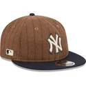 casquette-plate-marron-et-bleue-marine-ajustable-9fifty-retro-crown-wool-pinstripe-new-york-yankees-mlb-new-era
