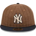casquette-plate-marron-et-bleue-marine-ajustable-9fifty-retro-crown-wool-pinstripe-new-york-yankees-mlb-new-era