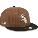 chicago-white-sox-mlb-9fifty-retro-crown-wool-pinstripe-verstellbare-braune-und-schwarze-flat-cap-von-new-era