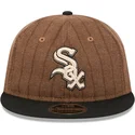 chicago-white-sox-mlb-9fifty-retro-crown-wool-pinstripe-verstellbare-braune-und-schwarze-flat-cap-von-new-era