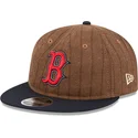 casquette-plate-marron-et-bleue-marine-ajustable-9fifty-retro-crown-wool-pinstripe-boston-red-sox-mlb-new-era