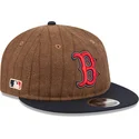 casquette-plate-marron-et-bleue-marine-ajustable-9fifty-retro-crown-wool-pinstripe-boston-red-sox-mlb-new-era