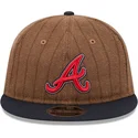 atlanta-braves-mlb-9fifty-retro-crown-woll-nadelstreifen-verstellbare-braune-und-marineblaue-kappe-von-new-era