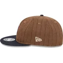 justerbar-brun-och-marinbla-platt-keps-9fifty-retro-crown-wool-pinstripe-av-detroit-tigers-mlb-fran-new-era