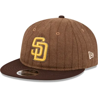 Brun justerbar platt keps 9FIFTY Retro Crown Wool Pinstripe San Diego Padres MLB från New Era