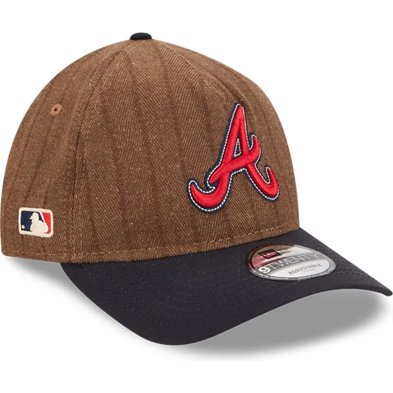 brun-och-marinbla-bojd-justerbar-keps-9twenty-a-frame-wool-pinstripe-fran-atlanta-braves-mlb-av-new-era