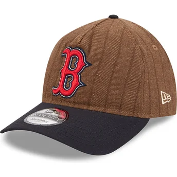 Casquette courbée marron et bleue marine ajustable 9TWENTY A Frame Wool Pinstripe Boston Red Sox MLB New Era