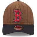 casquette-courbee-marron-et-bleue-marine-ajustable-9twenty-a-frame-wool-pinstripe-boston-red-sox-mlb-new-era