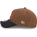 casquette-courbee-marron-et-bleue-marine-ajustable-9twenty-a-frame-wool-pinstripe-boston-red-sox-mlb-new-era
