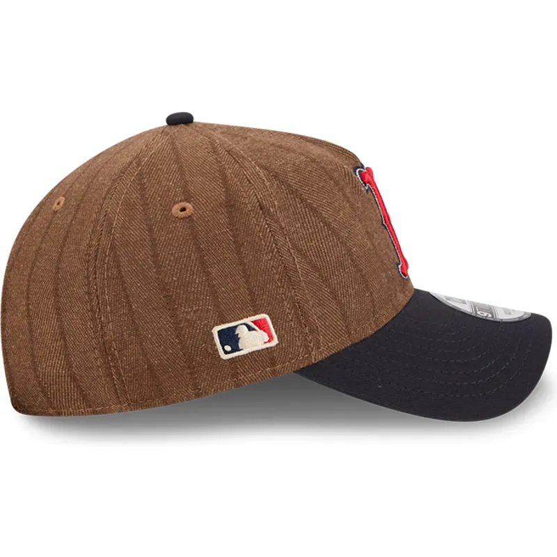 brazowa-i-granatowa-regulowana-czapka-z-daszkiem-9twenty-a-frame-wool-pinstripe-boston-red-sox-mlb-new-era