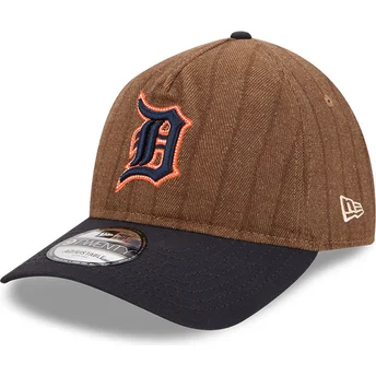 Regulowana czapka z daszkiem brązowo-granatowa 9TWENTY A Frame Wool Pinstripe Detroit Tigers MLB od New Era