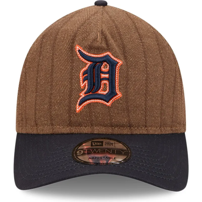 brazowa-i-granatowa-regulowana-czapka-z-daszkiem-9twenty-a-frame-wool-pinstripe-detroit-tigers-mlb-new-era