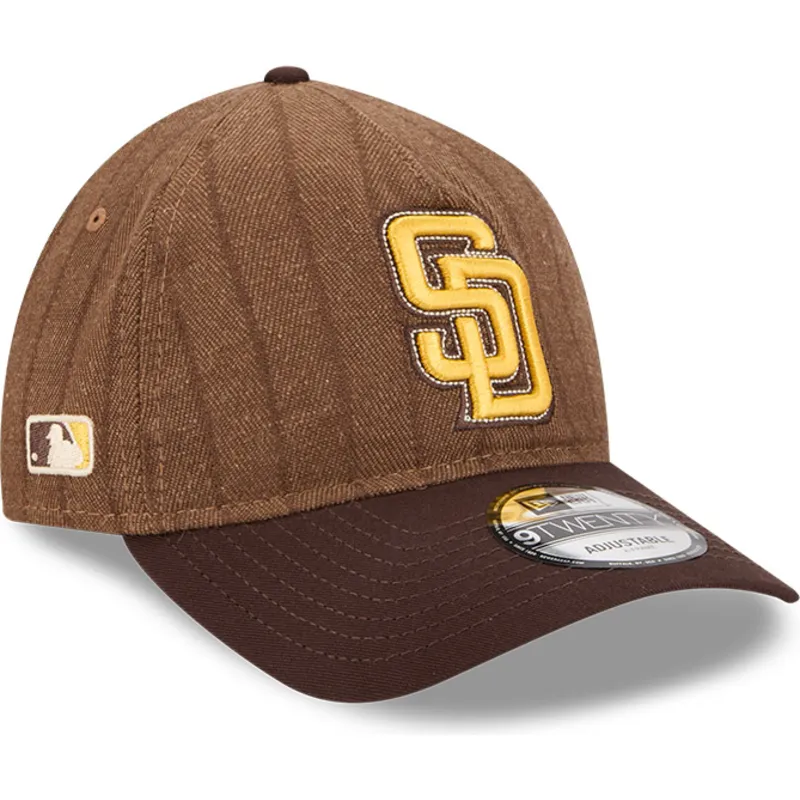brazowa-regulowana-czapka-z-daszkiem-9twenty-a-frame-wool-pinstripe-san-diego-padres-mlb-new-era