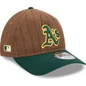 justerbar-brun-och-gron-kurvad-keps-9twenty-a-frame-wool-pinstripe-fran-oakland-athletics-mlb-av-new-era
