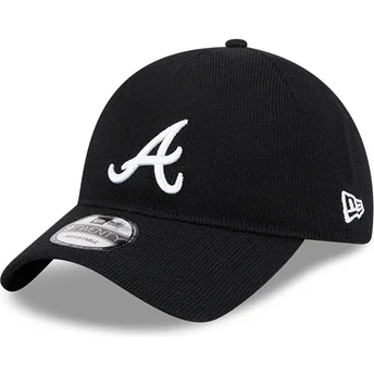 Atlanta Braves MLB New Era 9TWENTY justerbar svart böjd keps i merinoull