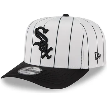 Chicago White Sox MLB 9FIFTY A Frame Satin Pinstripe Snapback Kappe in Weiß und Schwarz von New Era