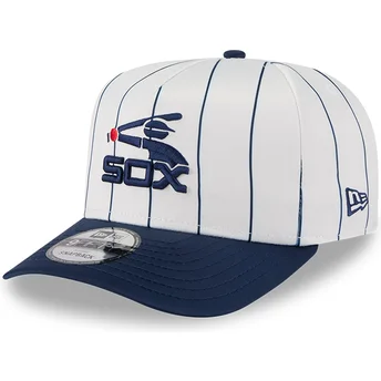 Chicago White Sox MLB 9FIFTY A Frame Satin Pinstripe Snapback Weiß und Marineblau Kappe von New Era