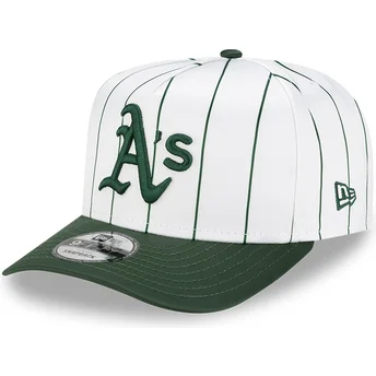 Καπέλο καμπύλης λευκό και πράσινο snapback 9FIFTY A Frame Satin Pinstripe των Oakland Athletics MLB από τη New Era