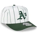 weisse-und-grune-snapback-kappe-9fifty-a-frame-satin-pinstripe-der-oakland-athletics-mlb-von-new-era