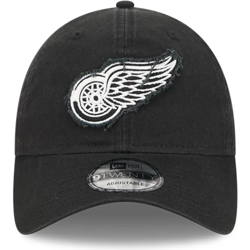 schwarze-verstellbare-9twenty-kappe-mit-gebogenem-schirm-stamp-detroit-red-wings-nhl-von-new-era