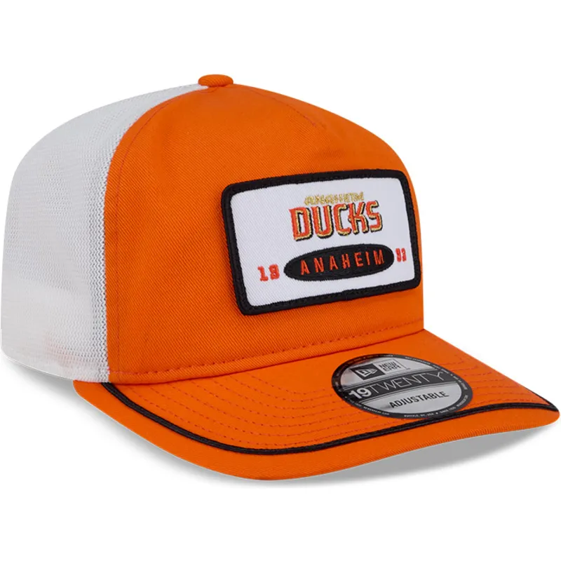 gorra-curva-orange-und-weiss-snapback-19twenty-bestickter-patch-der-anaheim-ducks-nhl-von-new-era