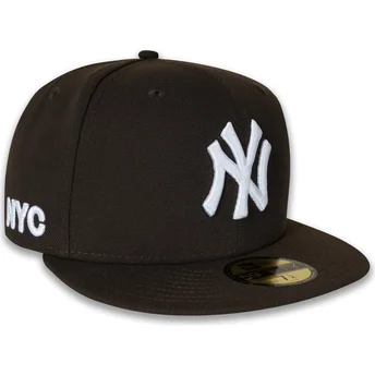 Καφέ προσαρμοσμένο επίπεδο καπέλο 59FIFTY NYC Side των New York Yankees MLB της New Era