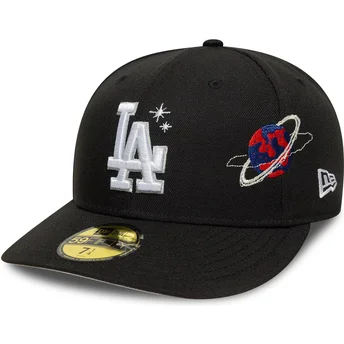 59FIFTY Los Angeles Dodgers MLB Planet Icon Schwarze Angepasste Kappe mit Gebogenem Schirm von New Era